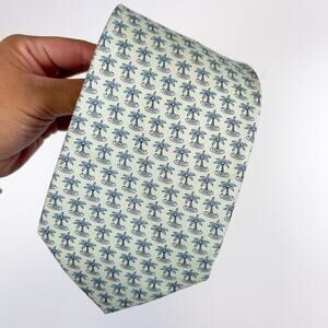 Vineyard Vines Silk Neck Tie Mint Green Blue Palm Trees